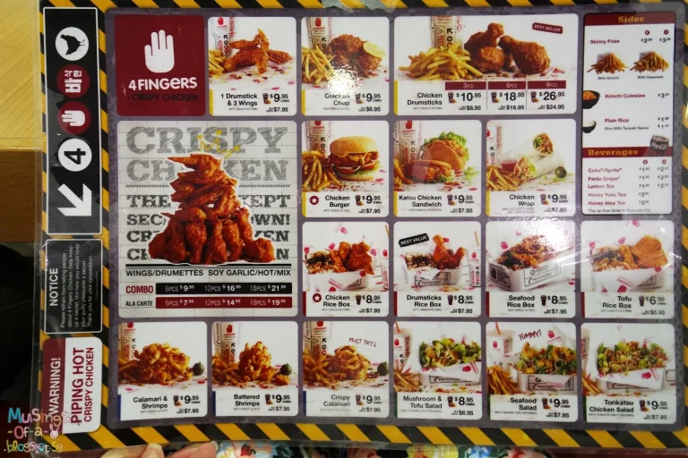 4 Fingers Menu prices