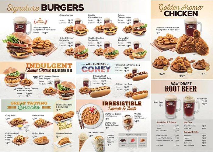 A&W Menu price