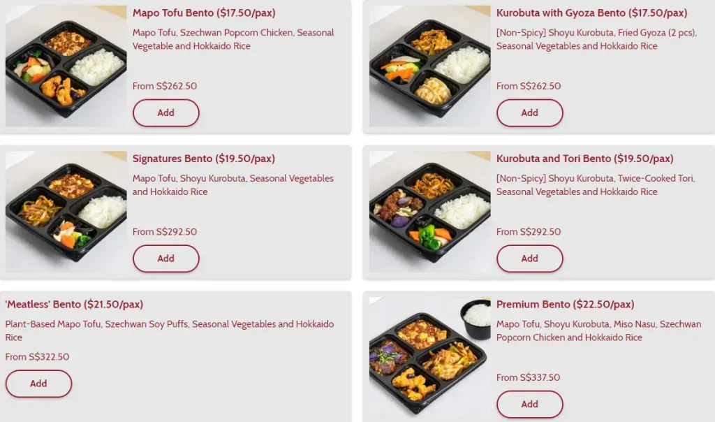 CHEN’S MAPO TOFU BENTOS  menu