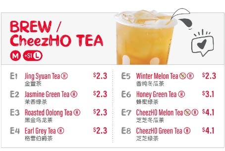 Cheezho Tea menu