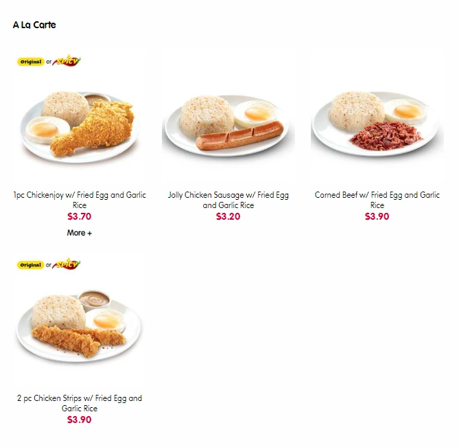 JOLLIBEE BREAKFAST MENU