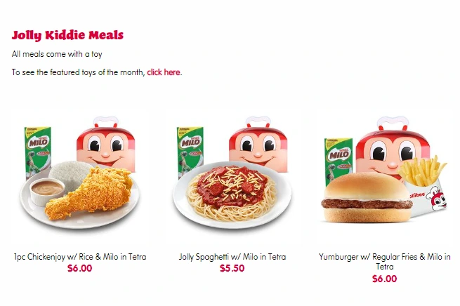 JOLLIBEE KIDS MENU