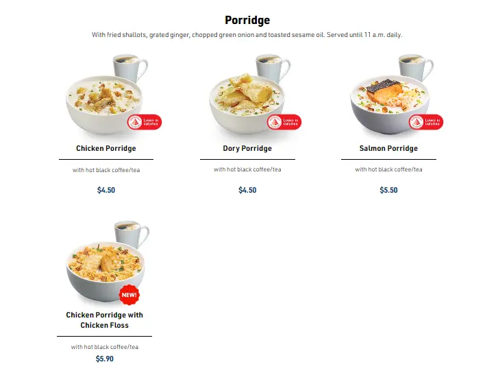 LJS FRESHLY COOKED PORRIDGE menu