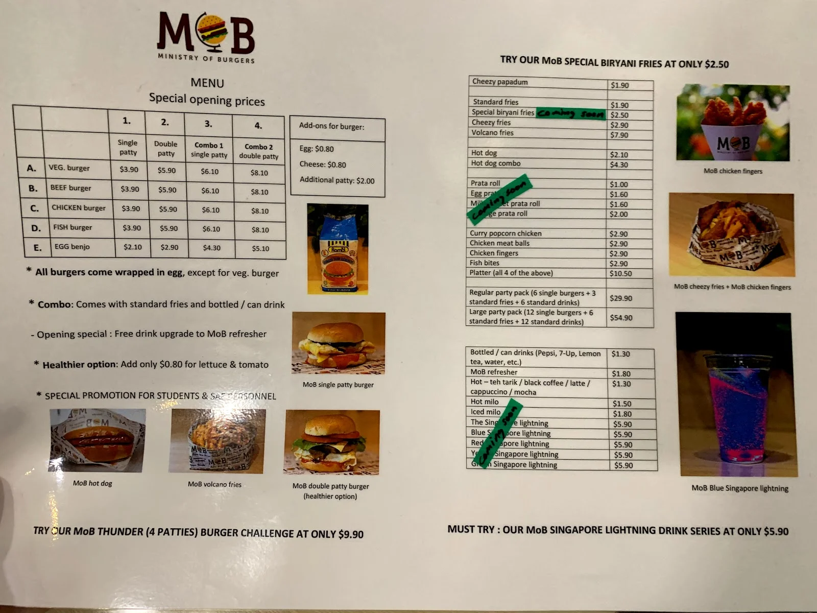 MINISTRY OF BURGERS Menu Prices