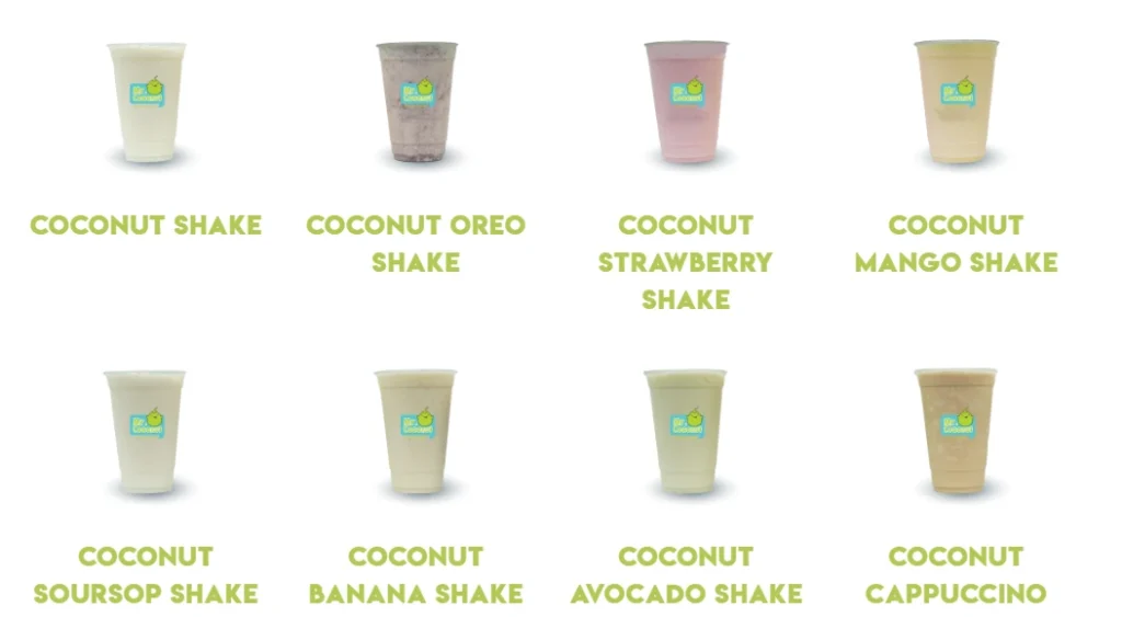 Mr Coconut Signature Shake Menu