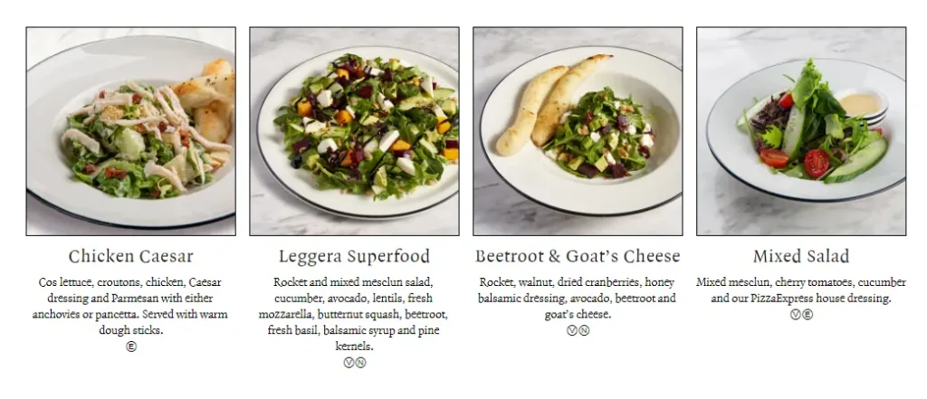 PIZZA EXPRESS SINGAPORE SALAD menu