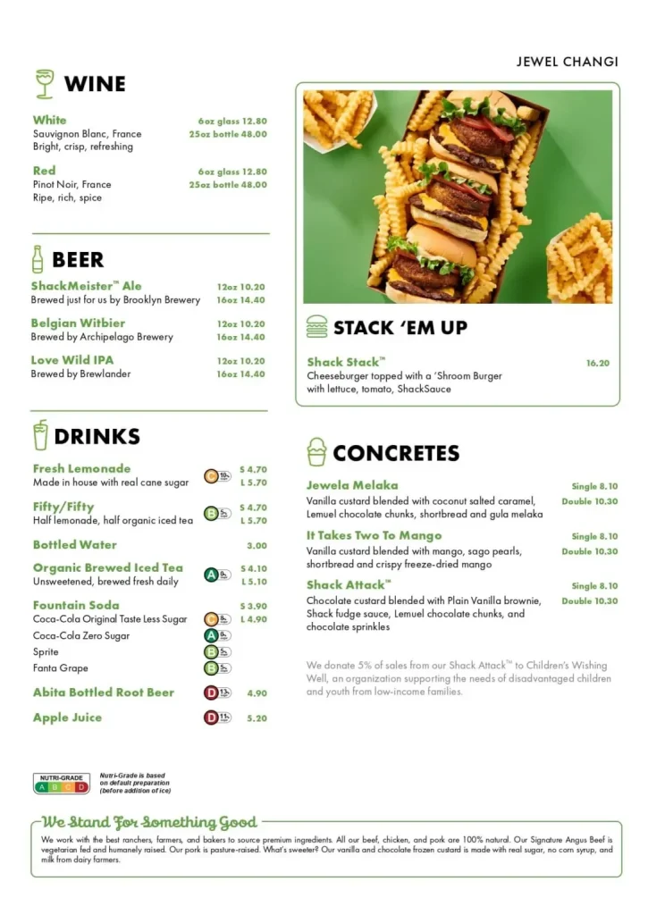 SHAKE SHACK WOOF  menu