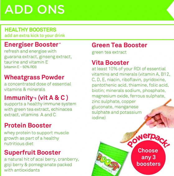 BOOST JUICE BAR menu Prices