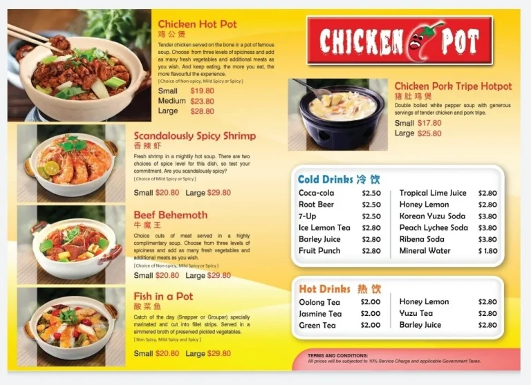 Chicken Hotpot Menu With Latest Prices Singapore 2024