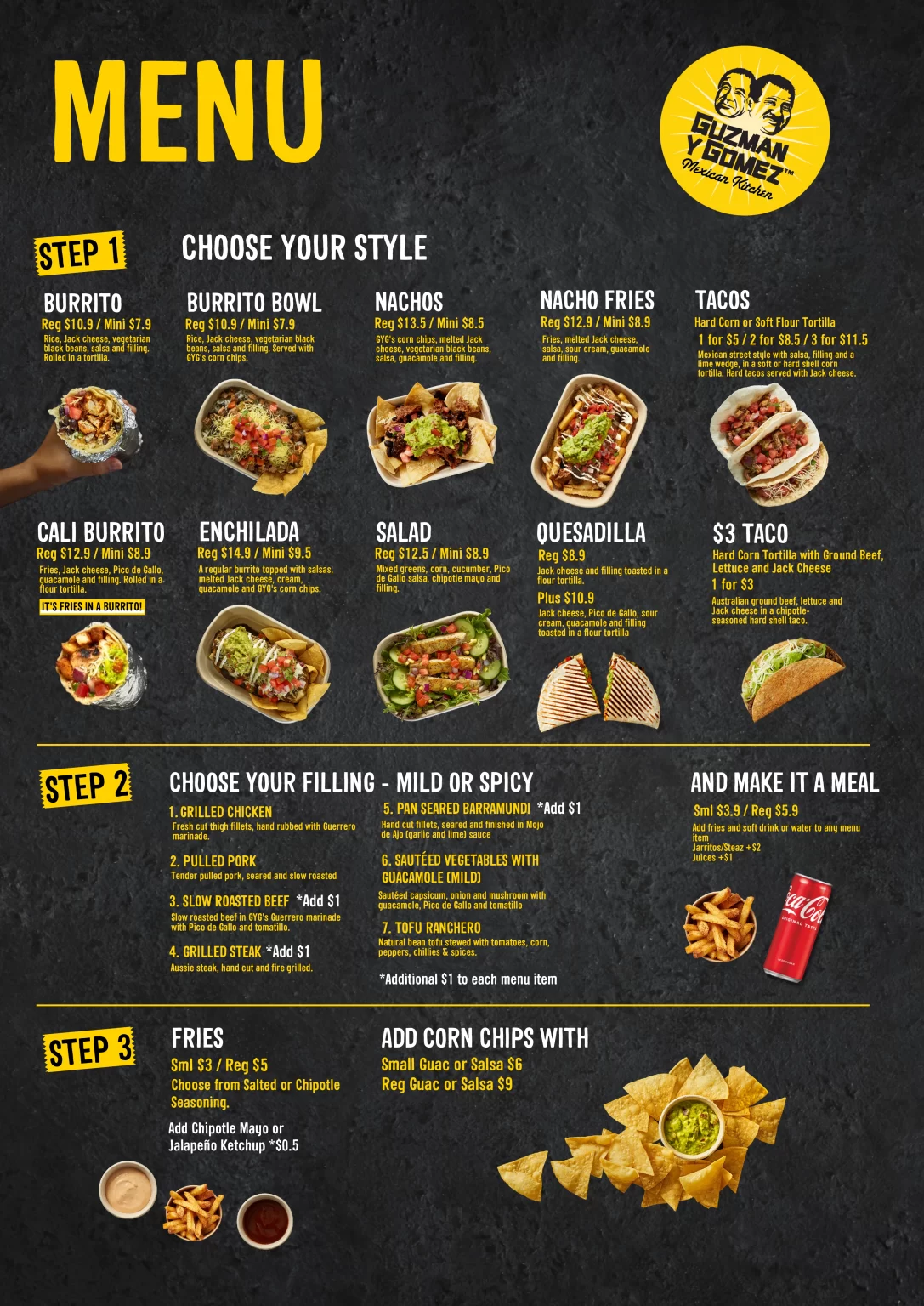 GUZMAN Y GOMEZ menu prices