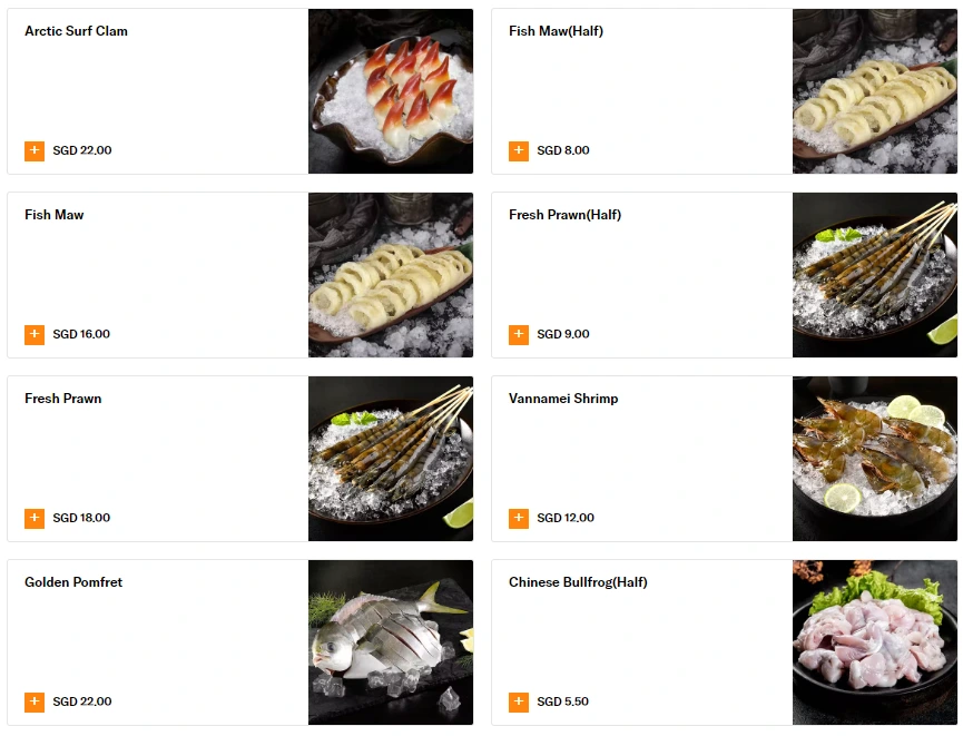 HAIDIAO SINGAPORE MENU – SEAFOOD