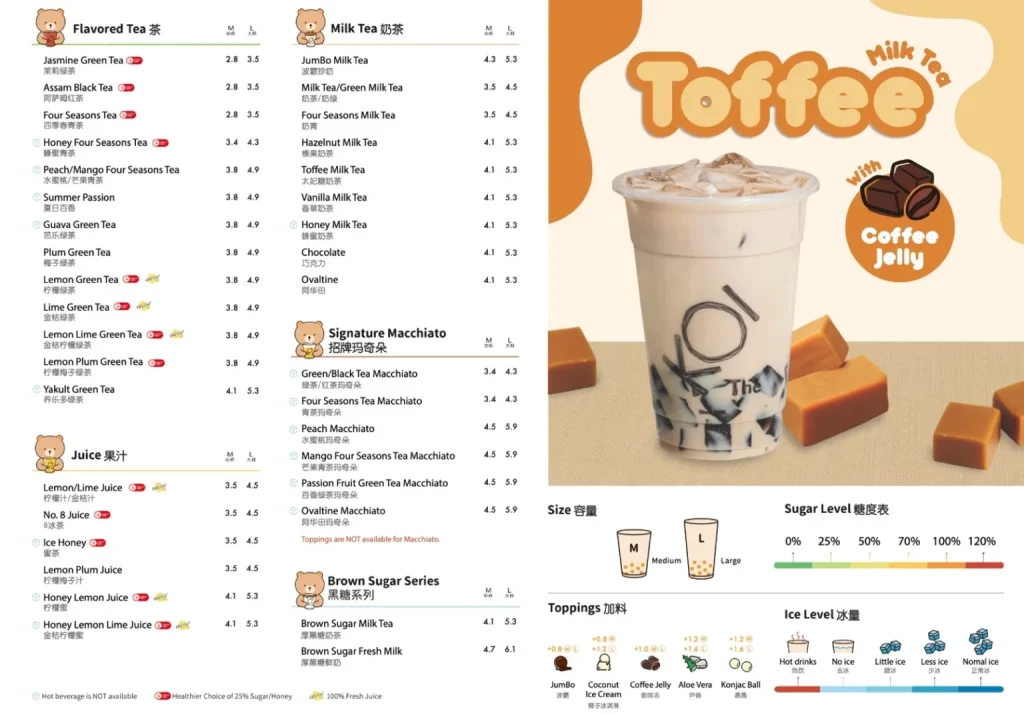 MILK TEA menus