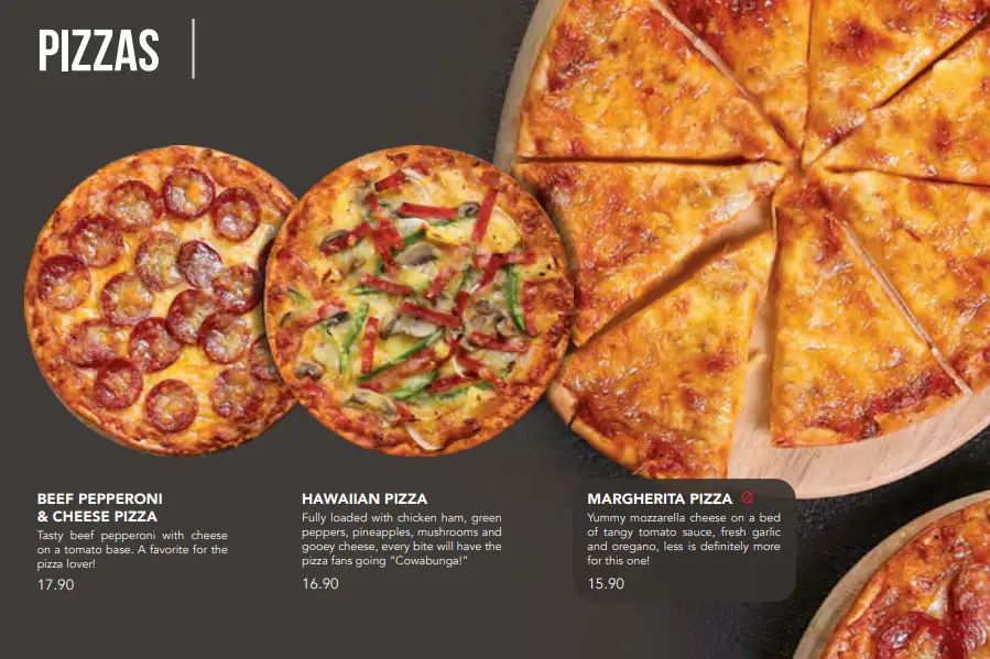 PIZZAS menu