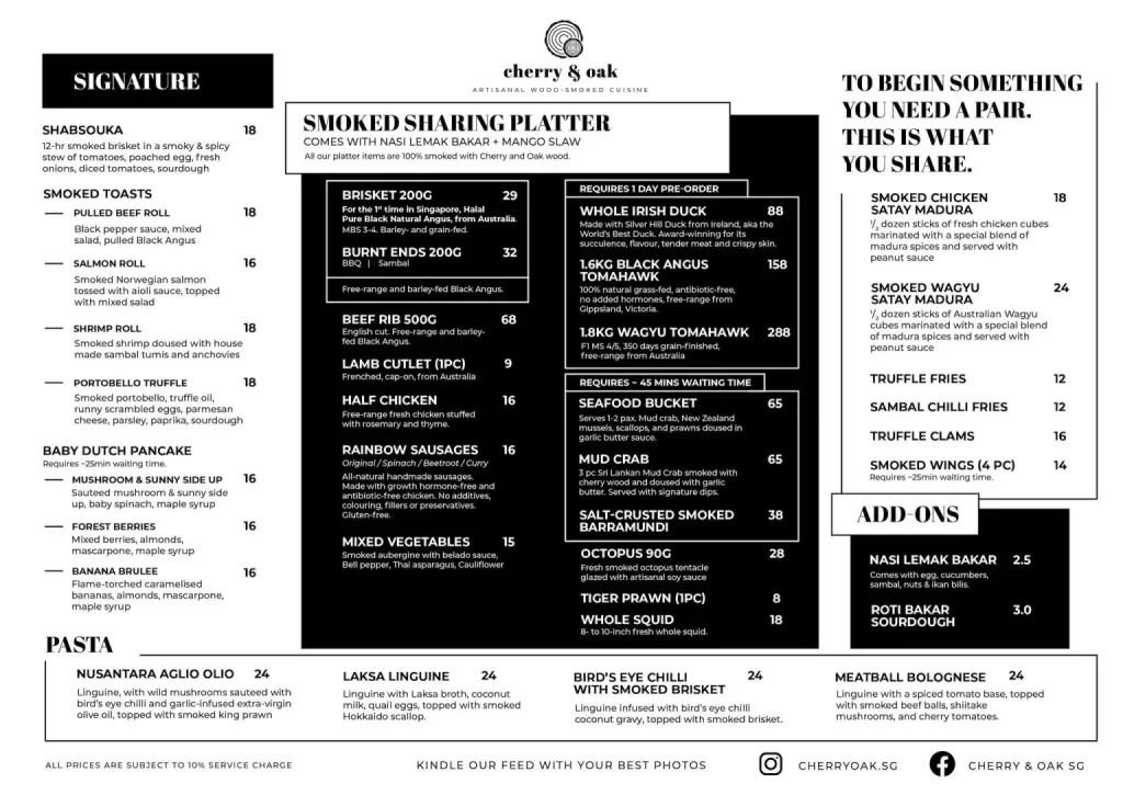 cherry oak menu 