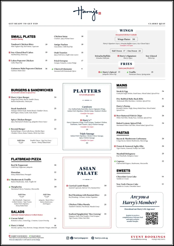 HARRY’S MENU