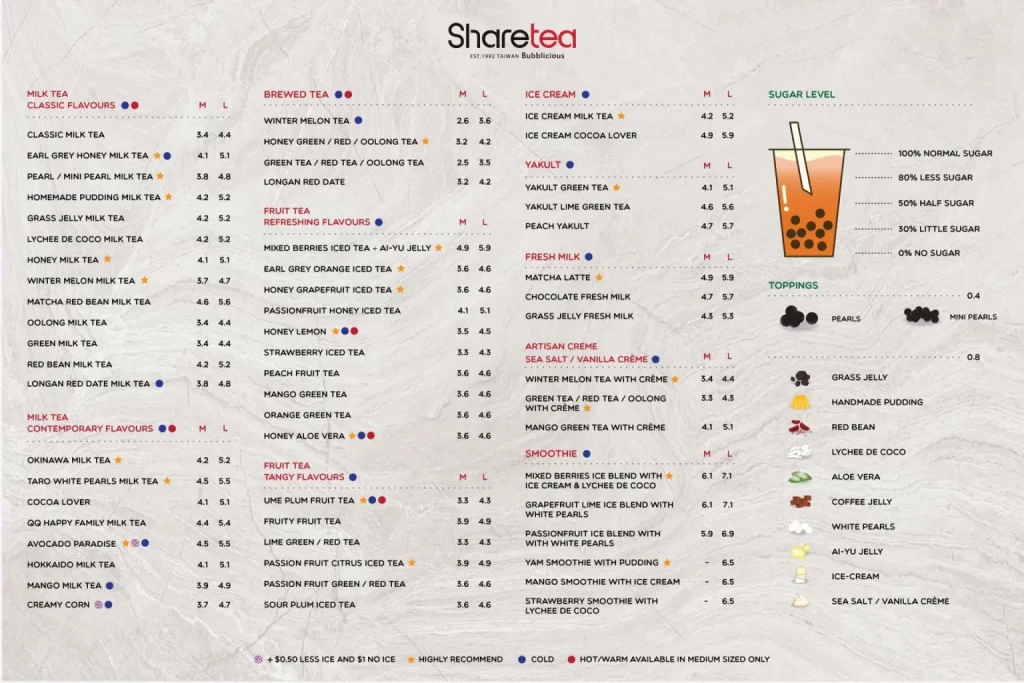 SHARETEA MENU