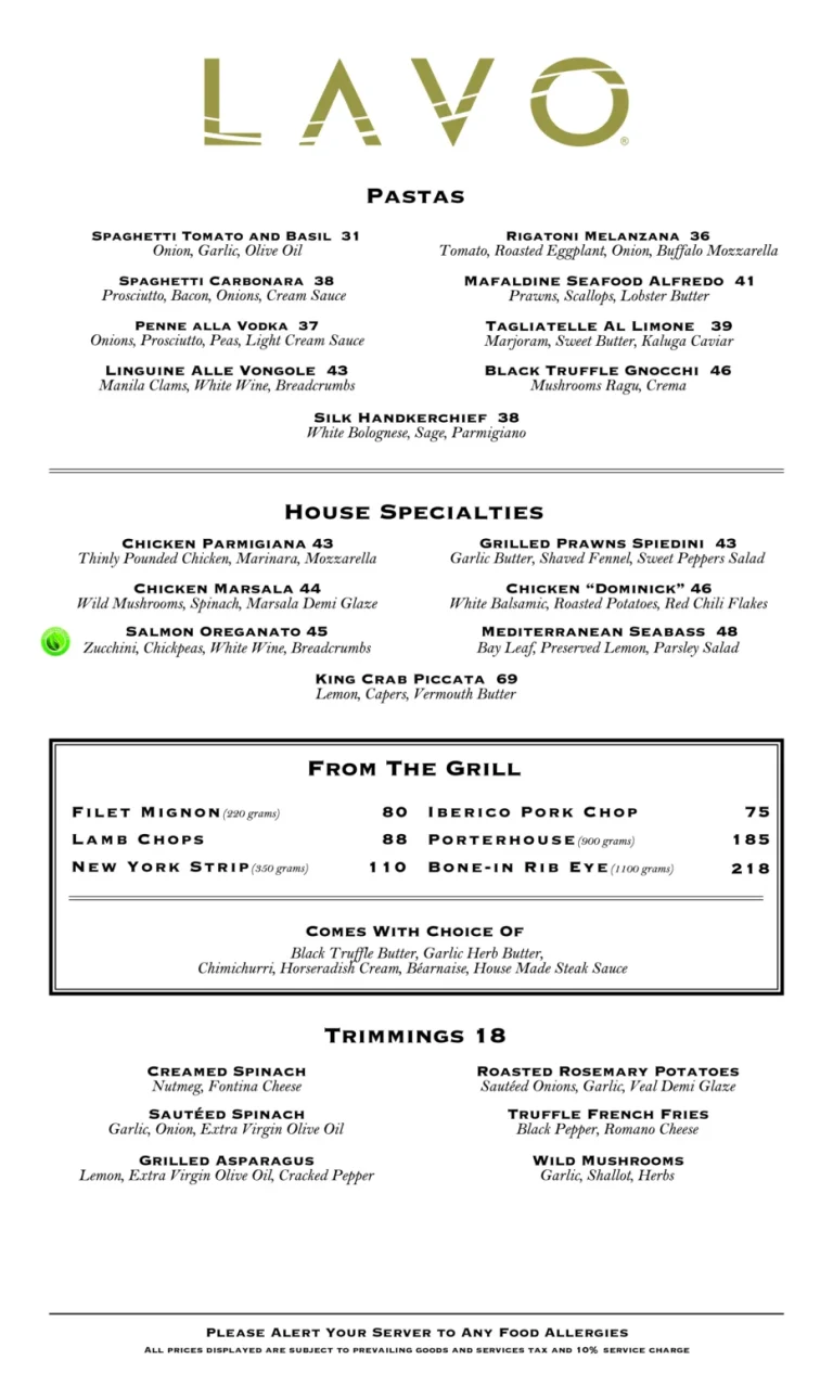 LAVO MENU