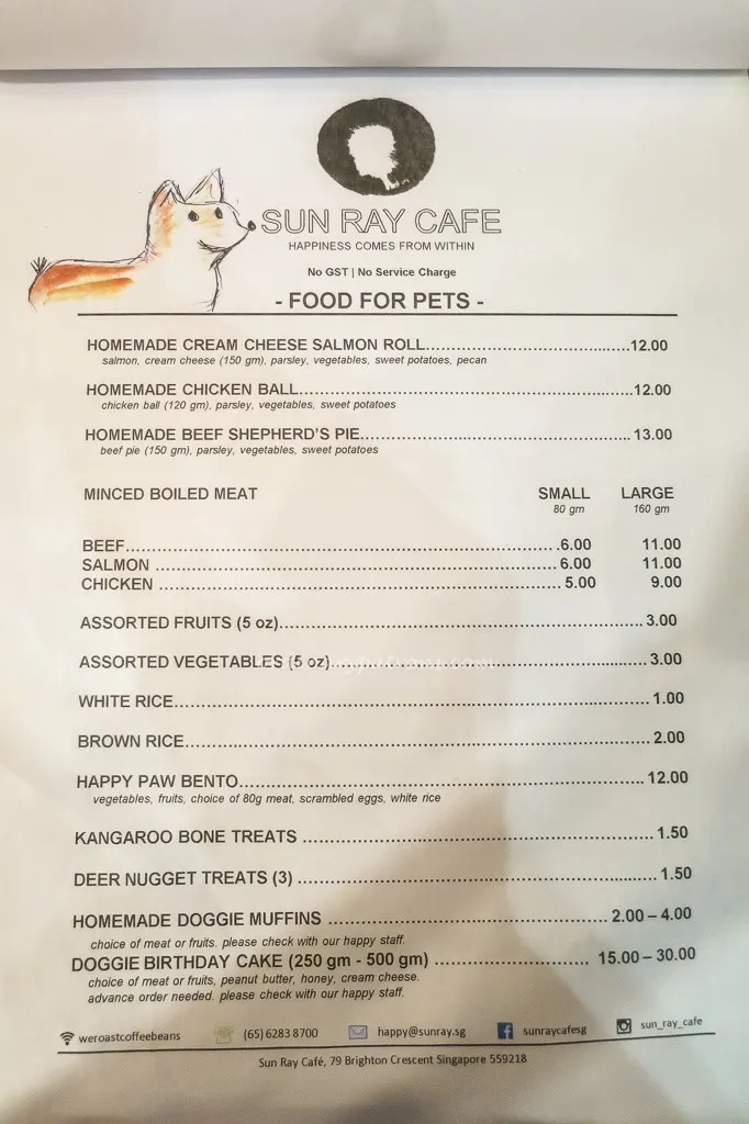 SUNRAY MENU