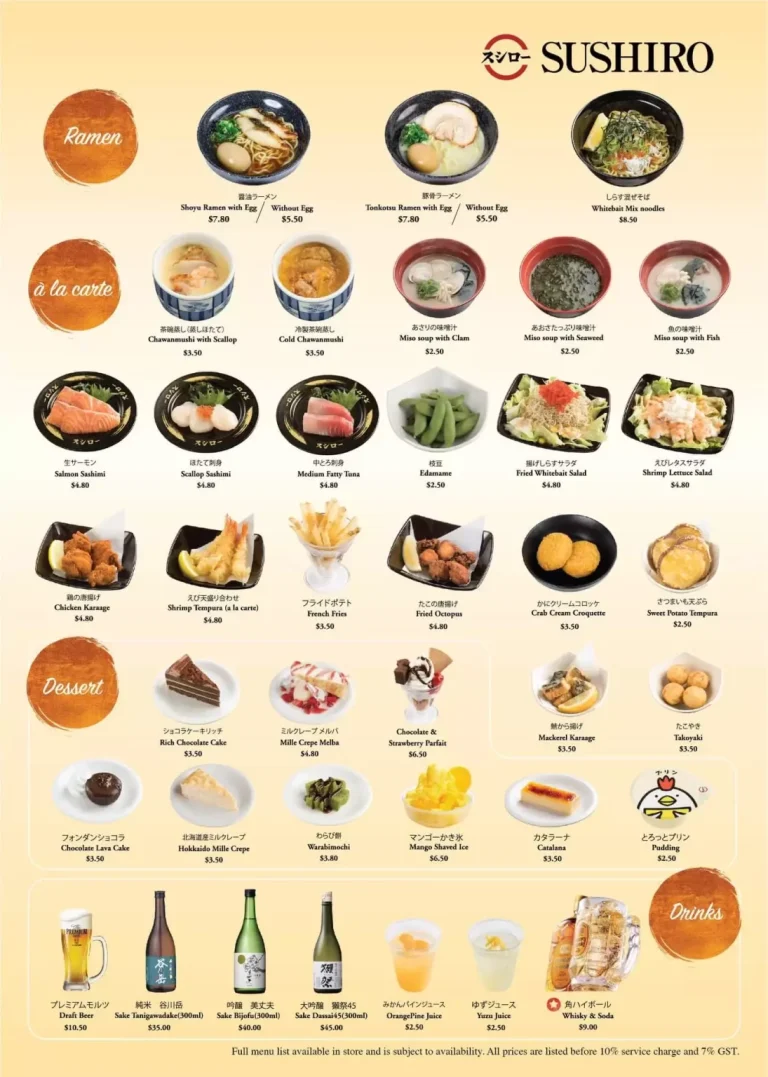 SUSHIRO MENU