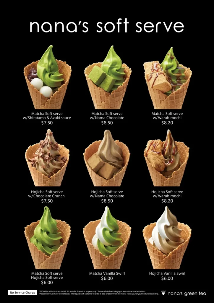 NANA’S GREEN TEA DESSERTS MENU PRICES