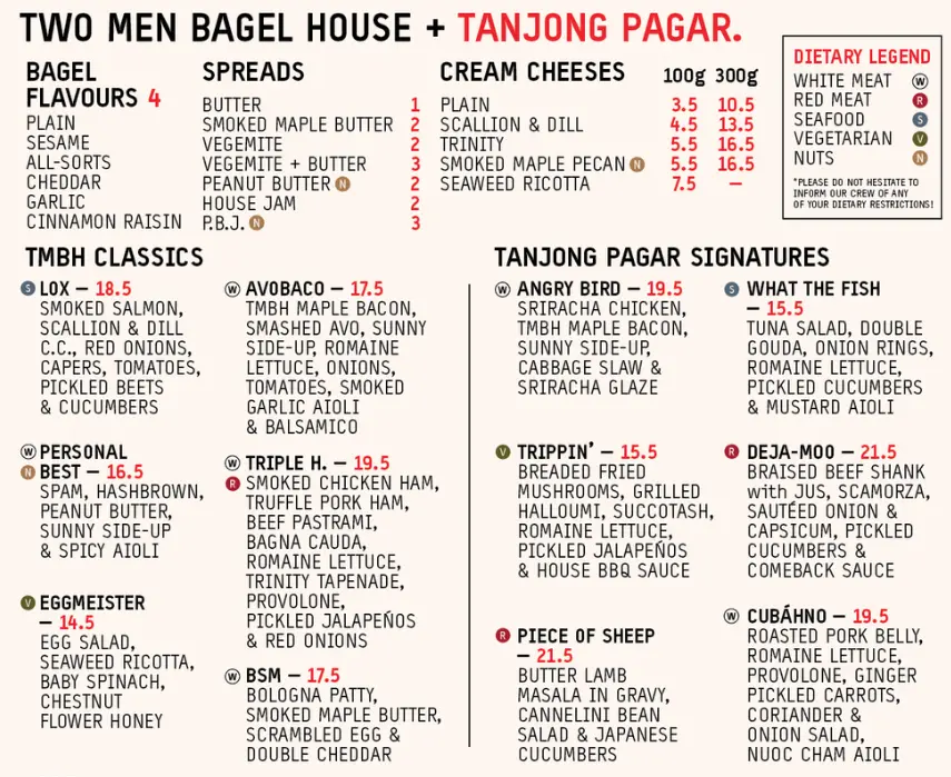 TWO MEN BAGEL HOUSE MENU