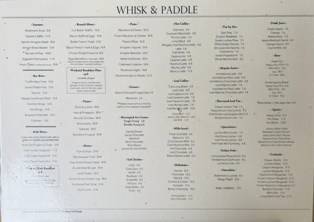 WHISK & PADDLE MENU 